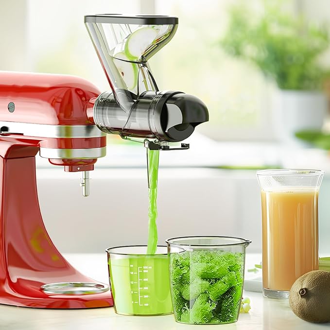 Masticating Juicer Attachment for KitchenAid Stand Mixer, Cold Press Juicer machines with Dual Feed Chute, Slow Masticating Juicer, Attachment for Kitchenaid Mixers