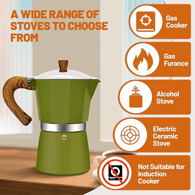 12 Cup Aluminum Espresso Stovetop Moka Pot Express Coffee Maker Percolator Italian Classic Mocha Coffee Machine for Italian and Cuban Cafe Brewing for Home & Camping 600ml 20oz