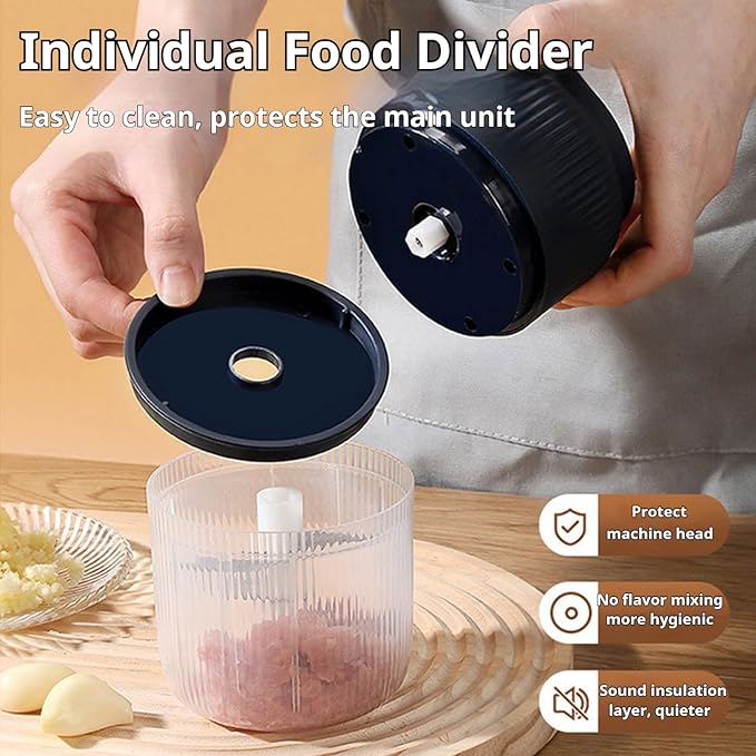2026 Upgraded Electric Garlic Chopper, Mini Portable Veggie Cutter, USB Rechargeable, 350ML Portable Cordless Mini Food Processor for Nuts Chili Onion Minced Meat and Spices (2PCS-B)