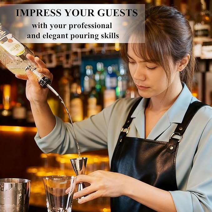48-Pack Auto Flip Liquor Bottle Pourers with Adapters, Liquor Pour Spout Adapters set for for Large Olive Oil Bottles and Liquor Bottles - Up to 1 Inch/25mm Neck Converts Spout into Large Pour Spout