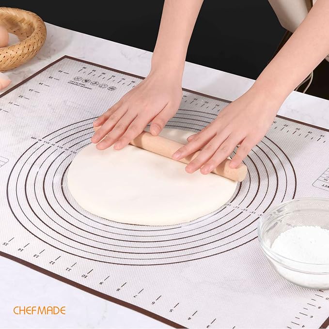 CHEFMADE Silicone Baking Mat, 28" x 20" Extra Thick Large Non-Stick Sheet Mat with Measurement | Non-Slip Reusable Food Grade Flexible Dishwasher Safe｜Making,Cookies,Macarons,Bread,Pastry and Pizza