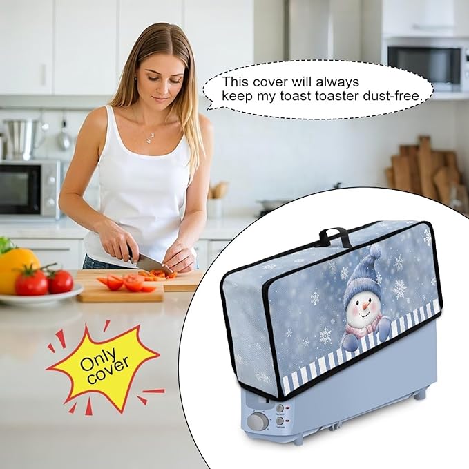 Christmas Slim Toaster 2 Slice Compact Thin Cover for 2 Slice Slim Toaster Funny Dust Covers for Kitchen Appliances Home Decor Blue