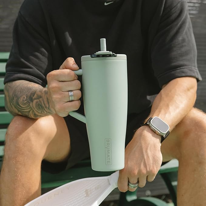 BrüMate Era Flip 40oz Tumbler with 100% Leakproof Covered Straw Lid | Hygienic Covered Straw | Insulated Stainless Steel Water Bottle with Handle | Cup Holder Friendly | BPA-Free (Vibe Check)