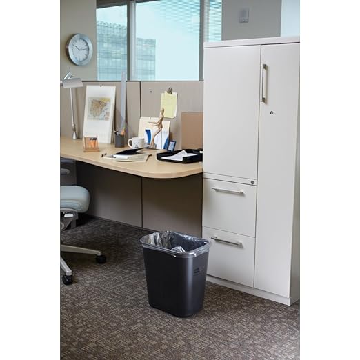 Rubbermaid Commercial Products Deskside Wastebasket/Trash Can, 3.25-Gallon/13-Quart, Black, Small, for Bedroom/Bathroom/Office, Fits Under Desk/Sink/Cabinet