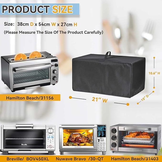 Oven, Toaster Dust Cover, 600D Thickened Nylon Material, Compatible For Nuwave Bravo 30-QT XL, For Hamilton Beach 31156, For Breville BOV450XL, For Hamilton Beach 31403 Oven Toaster