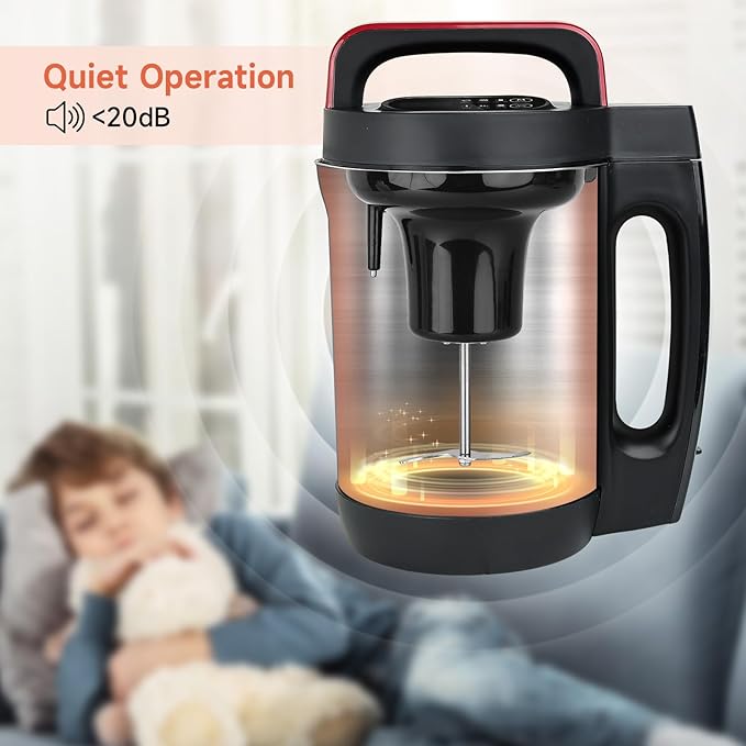 Homtone Soup Maker 2L, Makes 2-6 Servings, 6-in-1 Multifunctional Smooth and Chunky Soup Machine Cooker, Electric Bleander for Homemade Soups, Stainless Steel