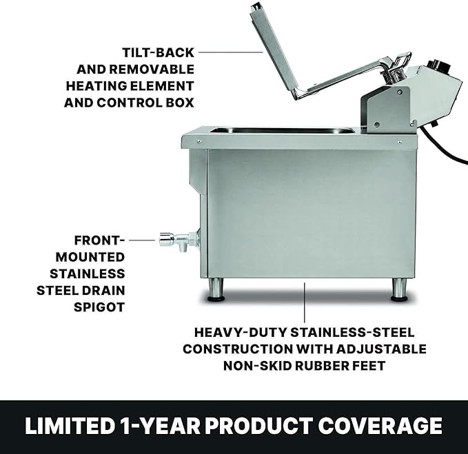 Waring Commercial 15lb Heavy-Duty Deep Fryer, for French Fries, Calamari and Dumplings, WDF1700