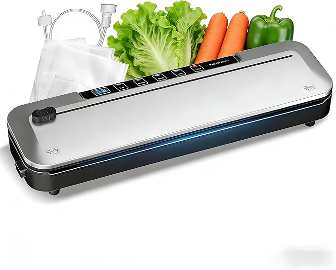 Vacuum Sealer Machine 75KPa Vacuum Sealer 6-in-1 Dry/Moist & Timer Portable w/Built-in Cutter +10Bags