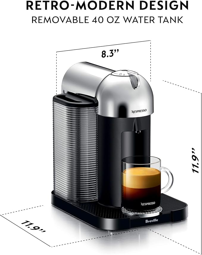 Breville Nespresso Vertuo Coffee and Espresso Machine, Chrome & Capsules VertuoLine, Espresso Variety Pack, Medium and Dark Roast Espresso Coffee, 50 Count Coffee Pods, Brews 1.35 Ounce