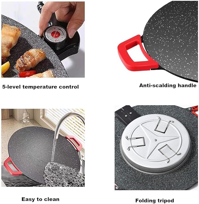 Indoor Grills Electric Smokeless – Nonstick Electric Griddle for Indoor Use, Fast-Heating Compact & Versatile Cooking for Steaks, Pancakes, and BBQ (15.7inch)
