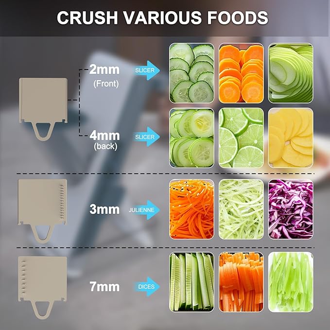 Mandoline Slicer Safe Multifunctional Dicer Adjustable Commercial Slicer Machine Stainless Steel Chopper (White Light Grey)