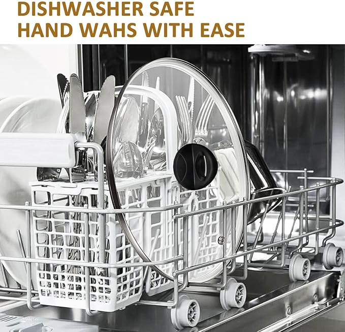 Glass Lids for Pot and Pan, 8, 9.5, 10.25, 11, 12, 12.6, 13.5, 14 Inch Tempered Replacement for Covers Kitchen Cookware, Frying Pan, Wok, Skillet (12.5 Inch)