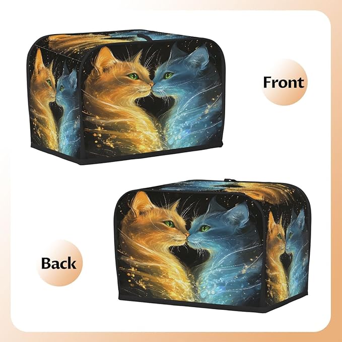 Animal Cat Fire Toaster Cover 2 Slice Dust and Fingerprint Protection Toaster Bread Maker Covers Washable Kitchen Small Appliance Covers for Kitchen Accessories Decor Bakeware Women Gift
