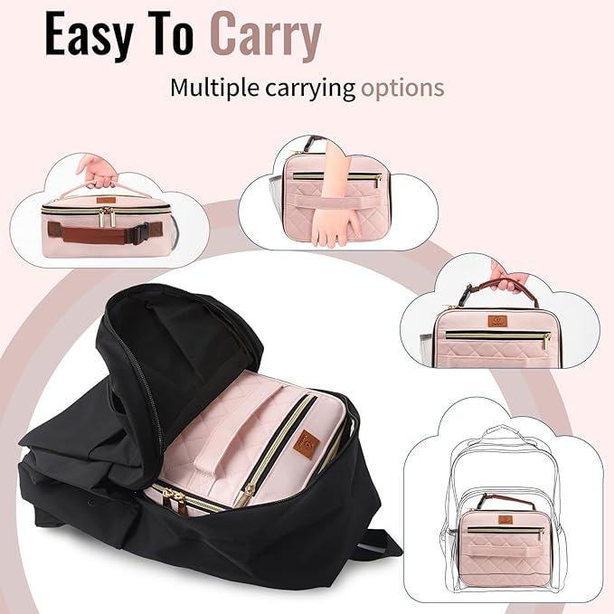 Genteen Lunch Box for Kids,Girls - Insulated LunchBox Reusable, Zip Closure & Buckle Handle, Portable Cooler for Work, School, Travel (Pink)
