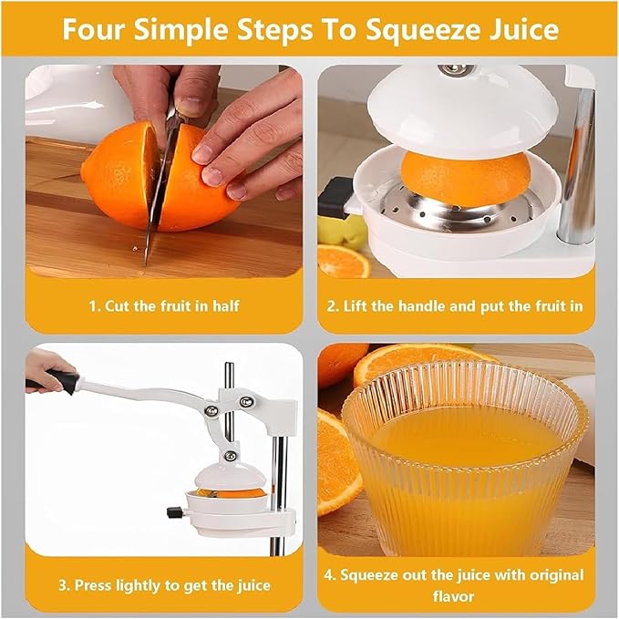 Cast Iron Citrus Juicer,Hand Press Juicer Machine, Hand Press Squeezer, Stainless Steel Crusher, Manual Lemon Press With Large Pressure Plate, Easy Juice Extraction