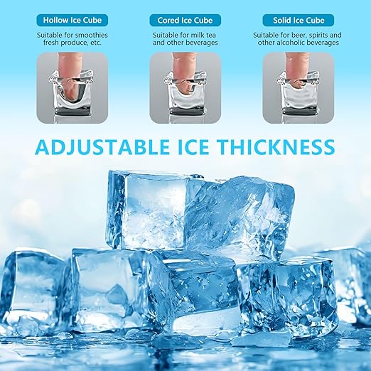 Ice Maker Countertop, 2 Ways to Add Water, 33lbs/24Hrs, 24 Pcs Ready in 13 Mins, Auto-Cleaning Portable Ice Maker with Basket and Scoop, for Home/Kitchen/RV/Camping, Silver