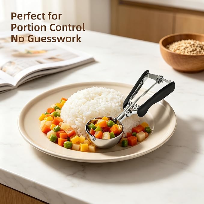 Large Ice Cream Scoop 65MM, Trigger Release Stainless Steel Cookie Scoop, Portion Scoop 2.82 oz/80ml, Commercial Food Disher, for Portion Control, Cookie Dough, Cupcake Batter (5.3 Tablespoon)