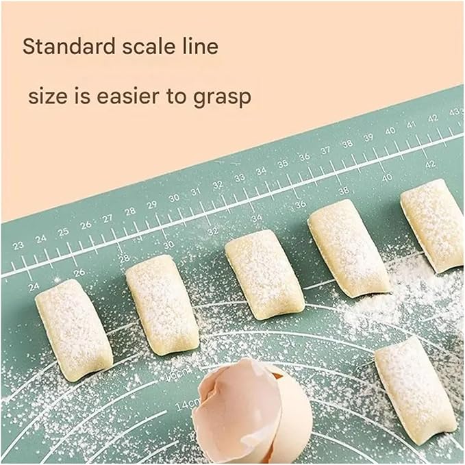 Silicone Measuring Kneading Pad Set Household Rolling Pin Dough Large Thick Non-slip Non-stick Bottom Baking Tool(Scraper blue)