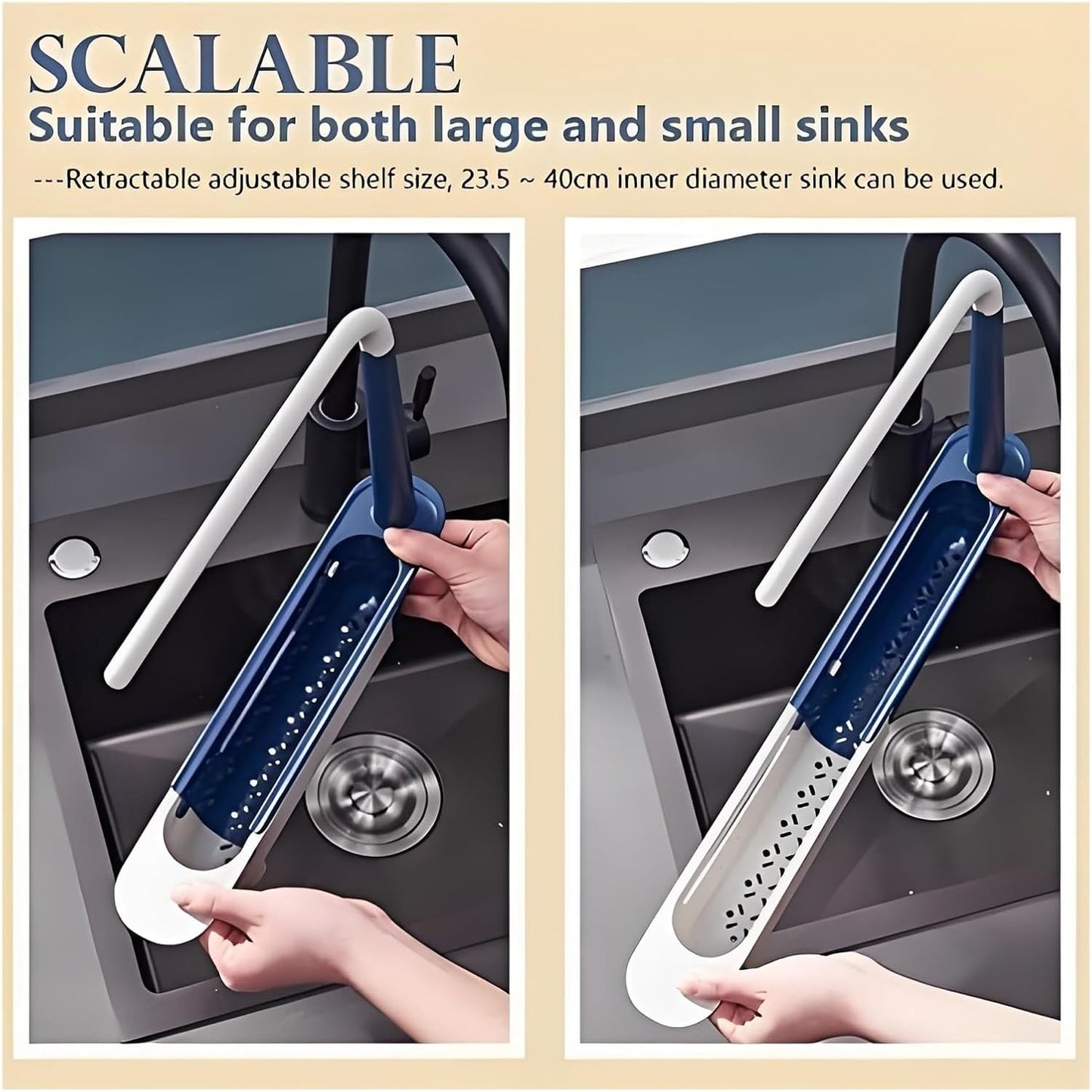 Onwddarefy Sink Storage Rack Telescopic, 2025 New Updated Telescopic Sink Storage Rack, Under Kitchen Sink Accessories Adjustable Length, Multipurpose Kitchen Sinks Organizer(Yellow)