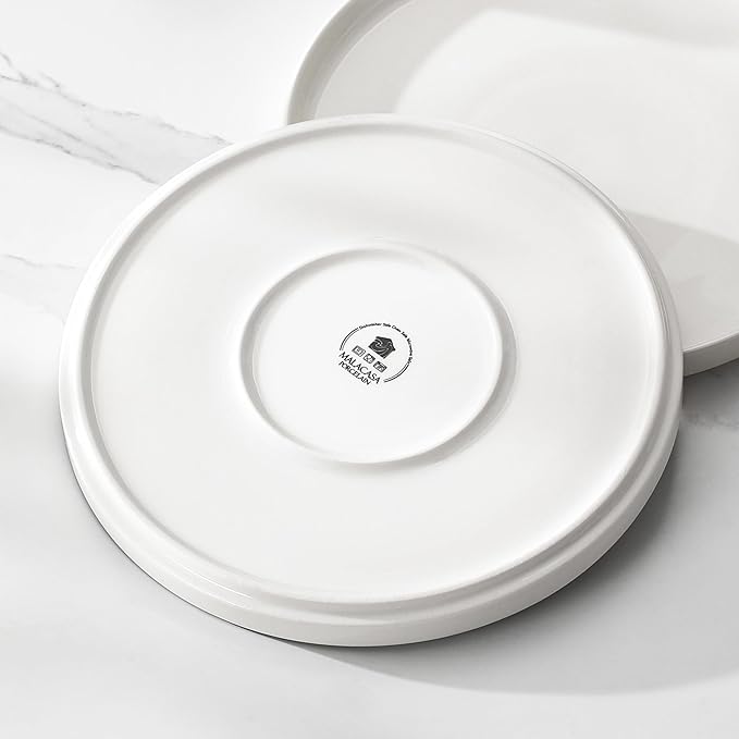 MALACASA 24 Pieces Porcelain Dinnerware Set, Modern White Dish Set for 6, Premium Serving Plates and Bowls Sets, Chip and Scratch Resistant Dishware Sets Kitchen Dishes Dining Ware Set, Series LEAH