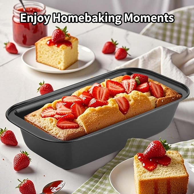 Novery 2PCS Nonstick Bread Pan - 8” x 4” Carbon Steel Loaf Baking Pans, Dishes，Rectangle Baking Supplies for Homemade Bread, Meatloaf, Cakes, Sourdough, Brownies, and Lasagnas