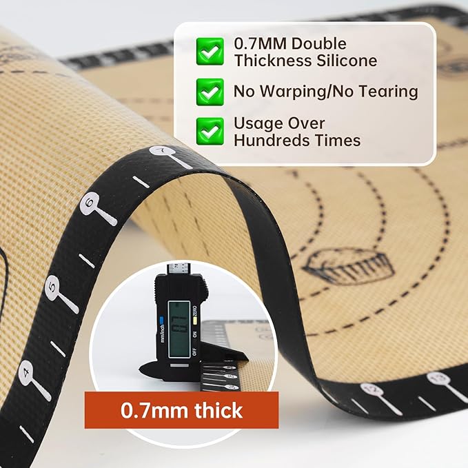 Baking Mat + Silicone Pastry Dough Mat with Measurement