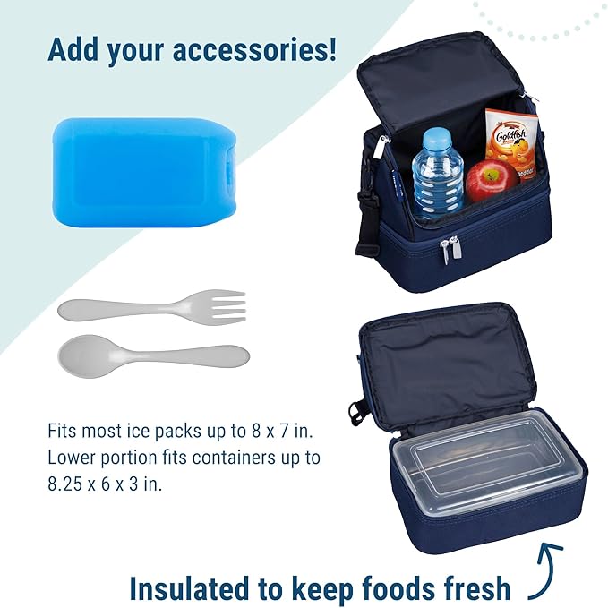 Wildkin Kids Two Compartment Insulated Lunch Bag – Keeps Food Hot or Cold, Easy-Clean Lining, Leak-Resistant & BPA-Free – Boys & Girls, Ideal for School, Travel & Daycare – Whale Blue