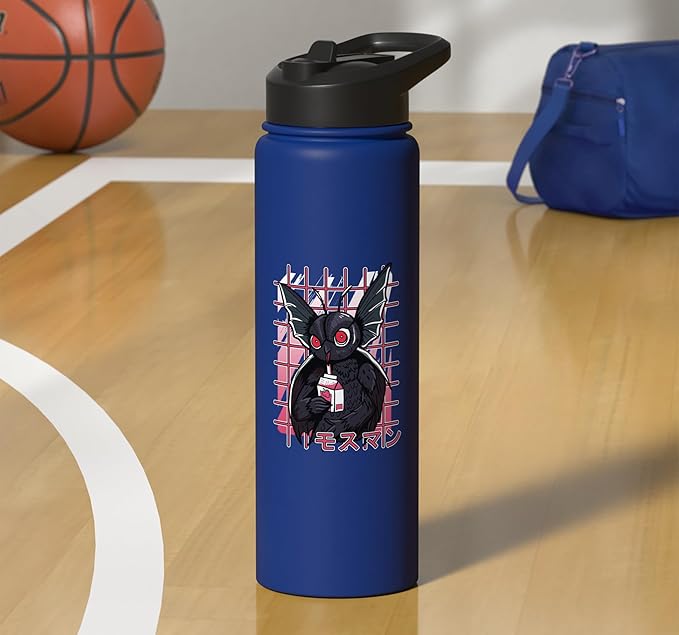 Mothman Kawaii Strawberry Milk Shake Carton Cryptids Stainless Steel Insulated Water Bottle