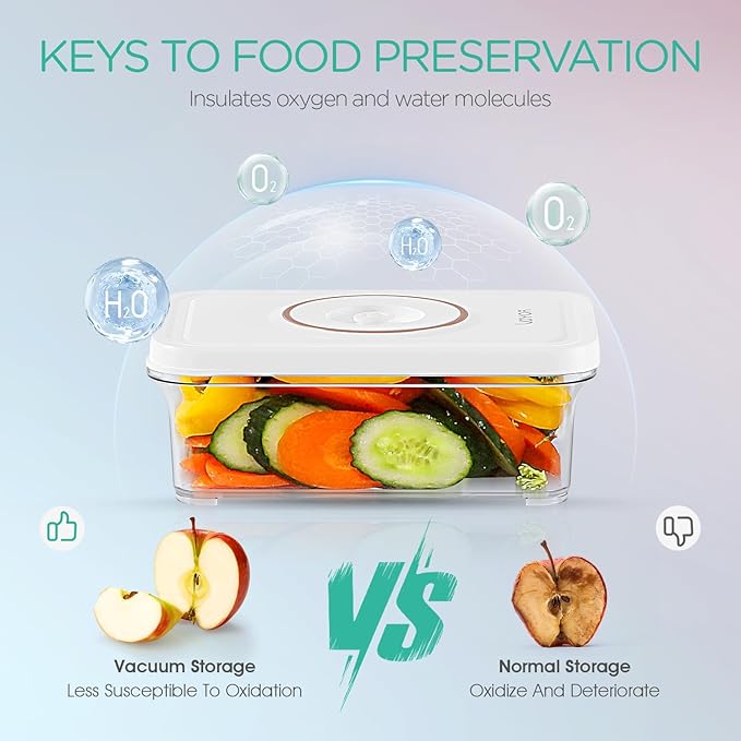 VOYOR 3-Pack Vacuum Containers for Food Storage (S/M/L) – No Machine Included, ABS, Reusable, Rectangular, Airtight, Refrigerator Organization VS310
