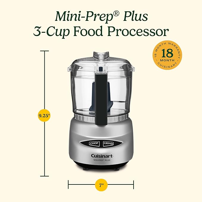Cuisinart Mini-Prep Plus Food Processor,24-Ounce Mini Food Processor to Chop Herbs,Vegetables,and Hard Cheese,24-Ounce Work Bowl,Reversible Stainless Steel Blade,DLC-2ABC,Brushed Chrome,(Pack of 4)