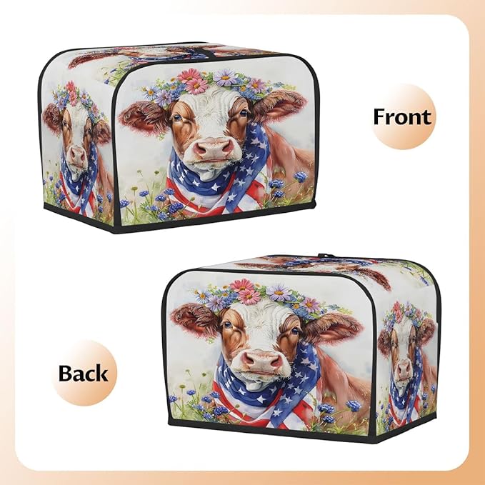 Animal Highland Cow Flower Toaster Cover 2 Slice Dust and Fingerprint Protection Toaster Bread Maker Covers Washable Kitchen Small Appliance Covers for Kitchen Accessories Decor Bakeware Women Gift