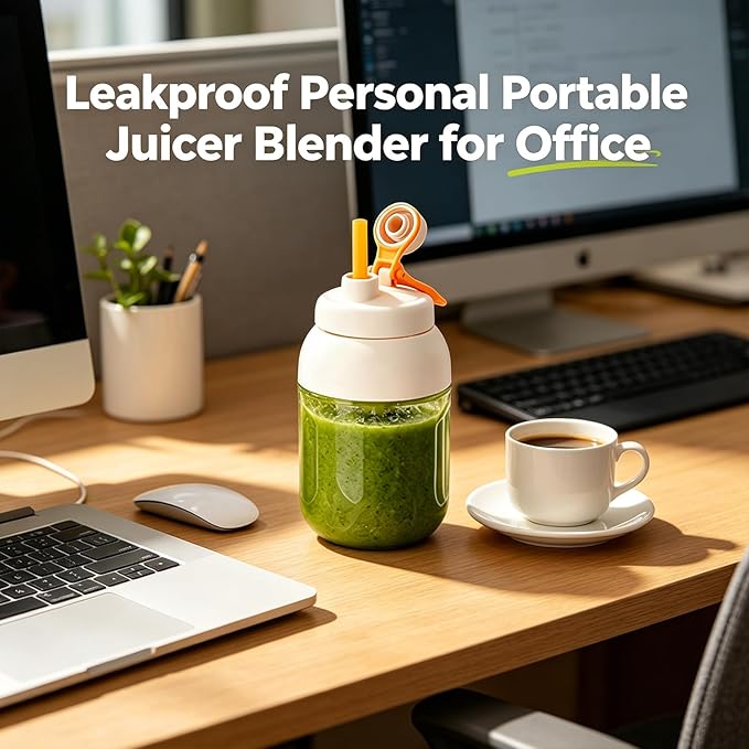 Portable Electric Juicer Cup with Zero Cord Hassle, USB-C Rechargeable Personal Blender, Leakproof Personal Portable Juicer Blender for Gym, Office, Travel and Outdoors (1000ml)