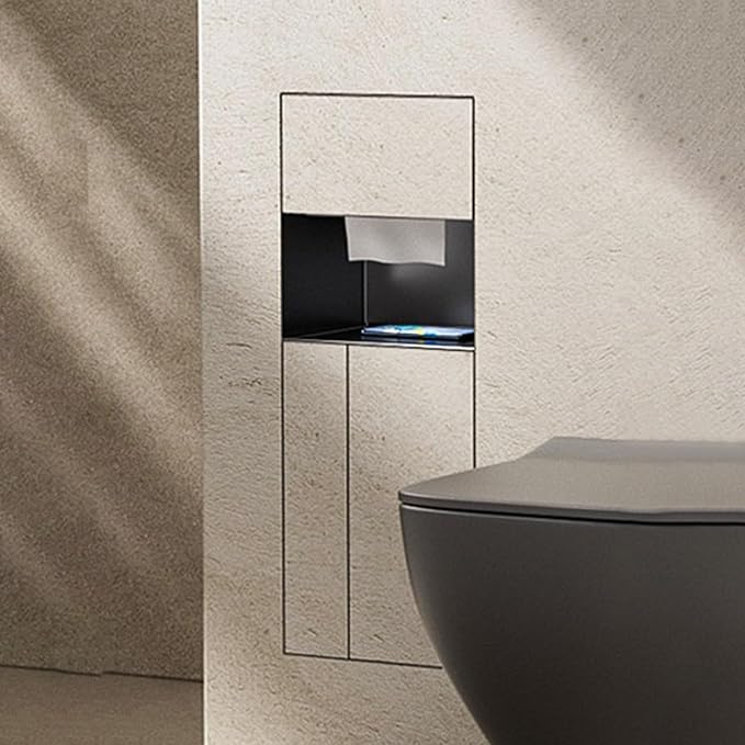 Recessed Bathroom Trash Can & Toilet Paper Holder Tile-Friendly Built-in Hidden Garbage Bin Stainless Steel Recessed Storage Cabinet Shower Nich for Toilet Bathroom Hotel,F