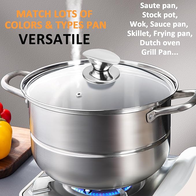 Tempered Glass Lid for Replacement, Clear Cover for Pans and Pots, 8, 9.5, 10.5, 11, 12, 12.5 Inch Lids for Cookware Cooking, Frying Pans, Skillets, Dutch Oven, Sauce Pan (12 In)