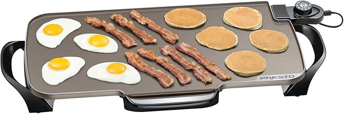 Presto Ceramic 22-inch Electric Griddle + Presto Ceramic FlipSide Belgian Waffle Maker, Black