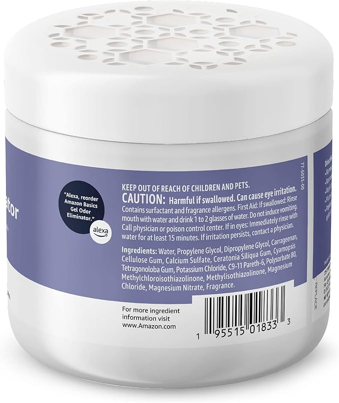 Amazon Basics Gel Odor Eliminator, Activated Charcoal, Lavender Scent, 17 Oz, 1-Pack