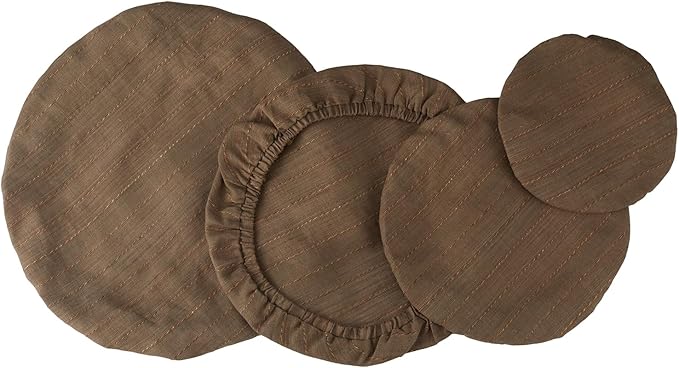 100% Pure Linen Bowl Covers For Bread Proofing, 4 Pcs Elastic Reusable Bowl Covers Large Ticking Striped Cloth Fabric Stretch Sourdough Lids, 6 * 8 * 10 * 12 Inches- Green