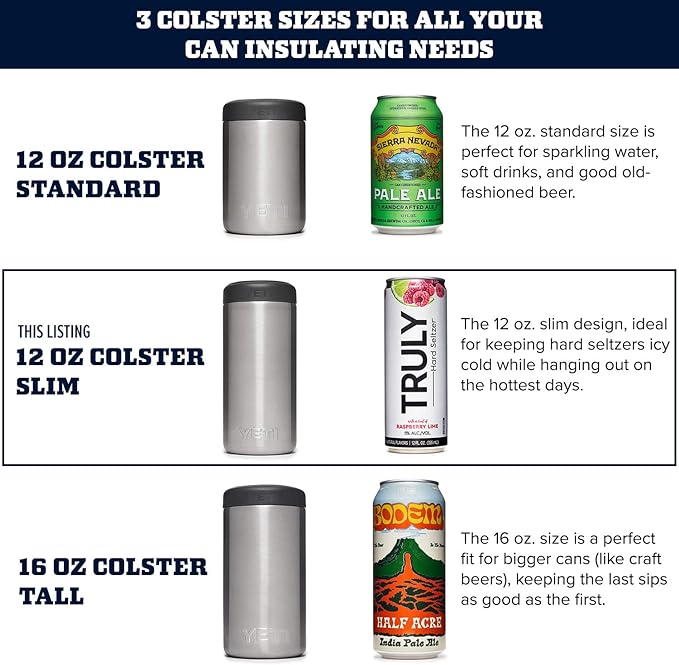 YETI Rambler 12 oz. Colster Slim Can Insulator for the Slim Hard Seltzer Cans, Navy