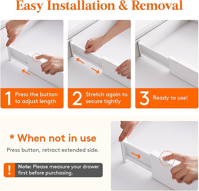 Lifewit 10 Pack 4" High Drawer Dividers 28-43.5cm/11-17" Adjustable Drawer Organizer for Clothes/Utensils, Expandable Drawer Separator in Dresser/Kitchen/Bedroom/Office Organization & Storage White