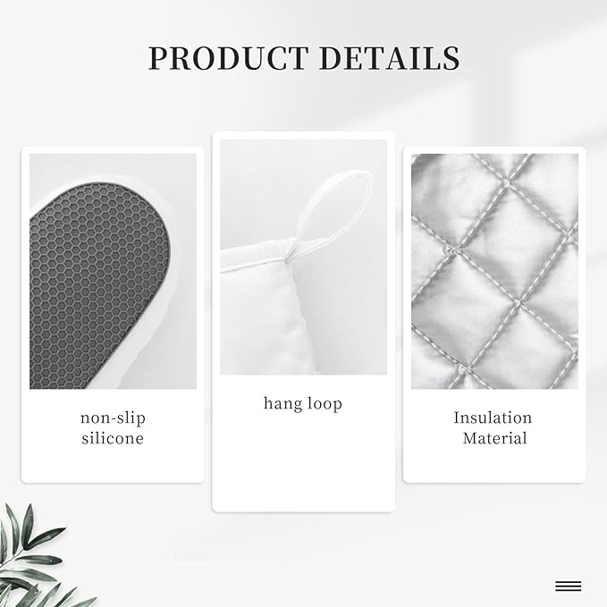 Colorful Wildplants Oven Mitts and Pot Holders Sets Silicone Wildflowers Kitchen Oven Mitts Hot Pads Heat Resistant Beige Potholders Kitchen Mitts Set for Baking BBQ Cooking