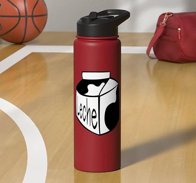 Leche Spanish Milk Carton Dairy Lover Stainless Steel Insulated Water Bottle