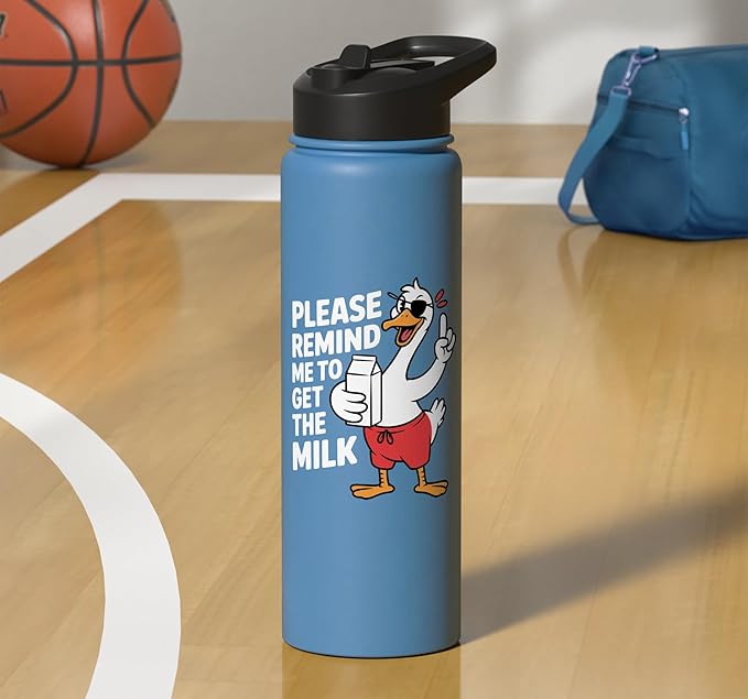 Please Remind Me To Get The Milk Funny Goose Stainless Steel Insulated Water Bottle