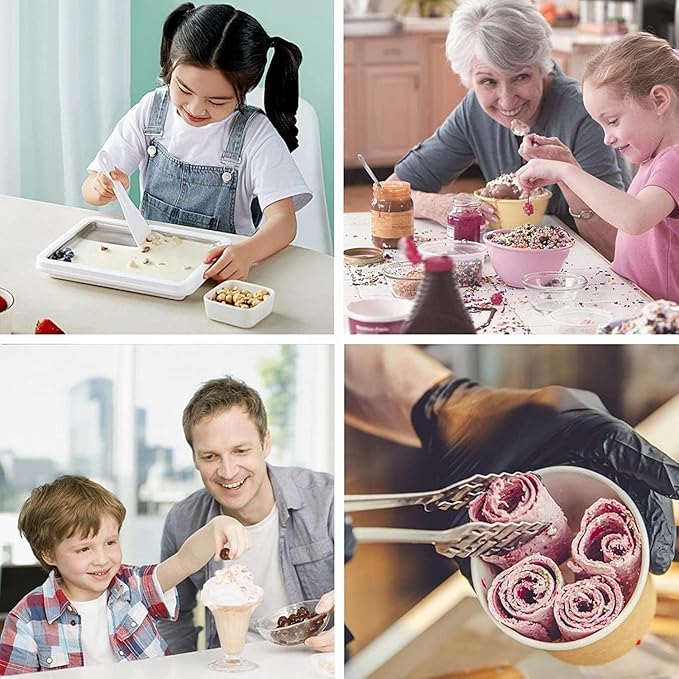 Instant Ice Cream Maker,Rolled Ice Cream Maker, Soft Serve Ice Cream maker,Perfect for Frozen Yogurt, and More! Food grade stainless steel ice cream roll machine for home us (Pink)