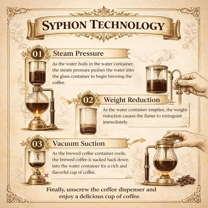 Nispira Belgium Royal Family Balance Syphon Unique Gravity Vintage Coffee Maker Vacuum Brewing System Copper 500 ml