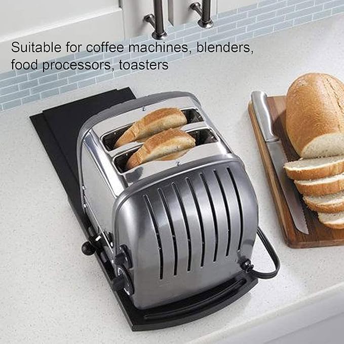 Sliding Coffee Maker Tray, Sliding Tray Mat for Coffee Maker Countertop Coffee Machine Moving Holder Kitchen Appliance Moving Caddy Black