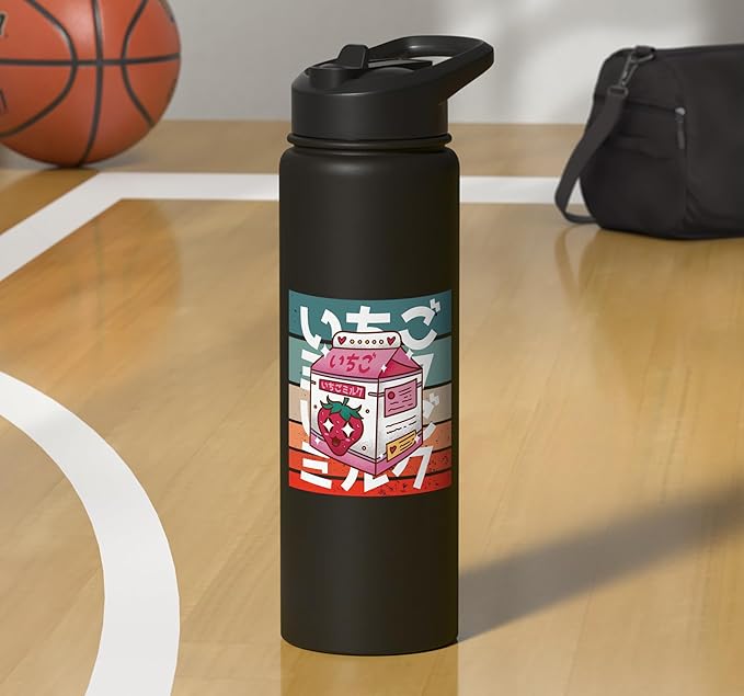 Kawaii Milk Carton Japanese Culture Adorable Strawberry Cute Stainless Steel Insulated Water Bottle