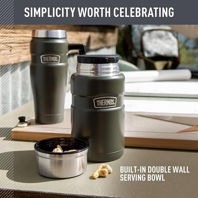 THERMOS Stainless King Vacuum-Insulated Food Jar, 24 Ounce, Matte Steel