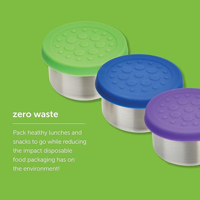 LunchBots 2.5 oz Stainless Steel Dressing Container for Condiments, Dips, Snacks, Dipping Sauce Cups with Silicone Lid, Fits in Lunch Bags and Bento Boxes - Set of 2 (Aqua)