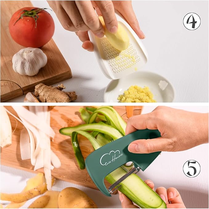 Kitchen Gadgets 6 Piece Set - Space Saving Cooking Tools Utensils for Small Kitchen, Stainless Steel Accessories for RV inside Camper Outdoor Gadgets Gifts Essentials Dishwasher Safe(Green)
