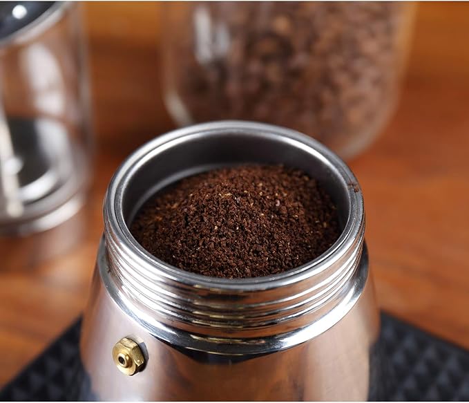 Geesta Premium Crystal Glass-Top Stovetop Espresso Moka Pot - 4/6/ 9 Cups Stainless Steel Coffee Maker- 360ml/12.7oz/9 cup (espresso cup=40ml)